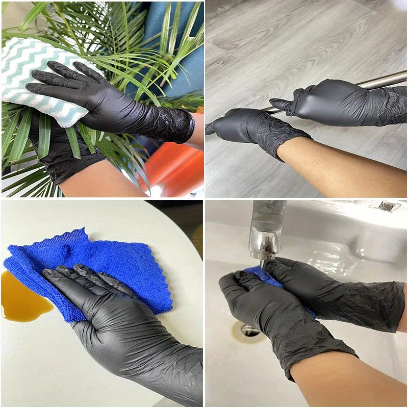 100/50/20PCS Black Nitrile Gloves Thickened