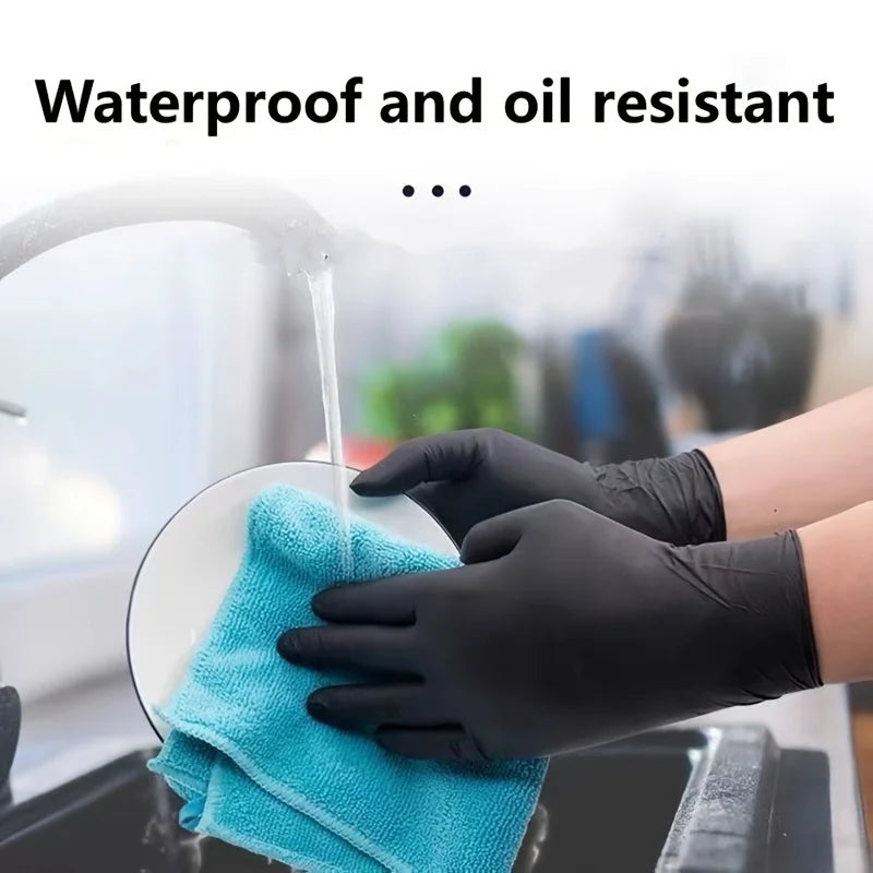 100/50/20PCS Black Nitrile Gloves Thickened