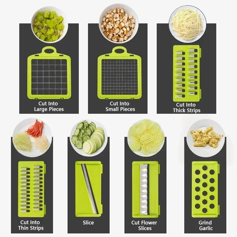 16-in-1 Slicer for Kitchen - Vegetable Chopper, Onion Potato Food Veggie Fruit Slicer and Cutter with Container, Kitchen Gadgets