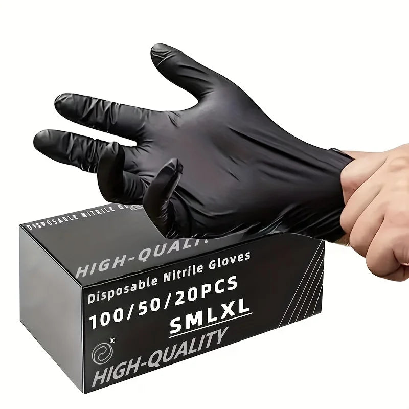 100/50/20PCS Black Nitrile Gloves Thickened